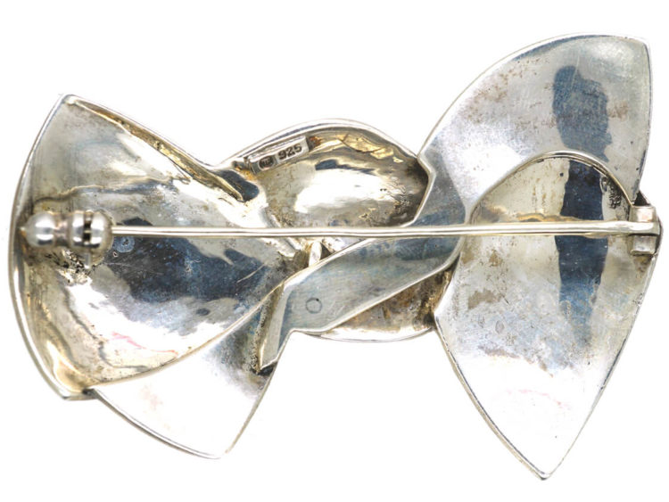 Art Deco Silver & Marcasite Bow Brooch by Theodor Fahrner