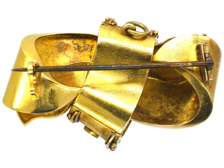 Victorian Large 18ct Gold & Diamond Bow Brooch