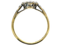 Edwardian 18ct Gold & Platinum, Diamond Cluster Ring with Diamond Set Shoulders