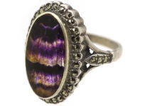 Silver, Blue John & Marcasite Ring