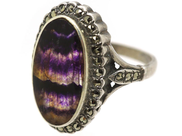Silver, Blue John & Marcasite Ring