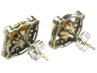 Art Deco 18ct White Gold, Diamond & Pearl Earrings