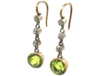 Edwardian 15ct Gold, Diamond & Peridot Drop Earrings