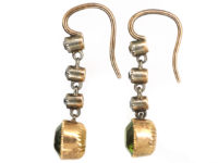 Edwardian 15ct Gold, Diamond & Peridot Drop Earrings