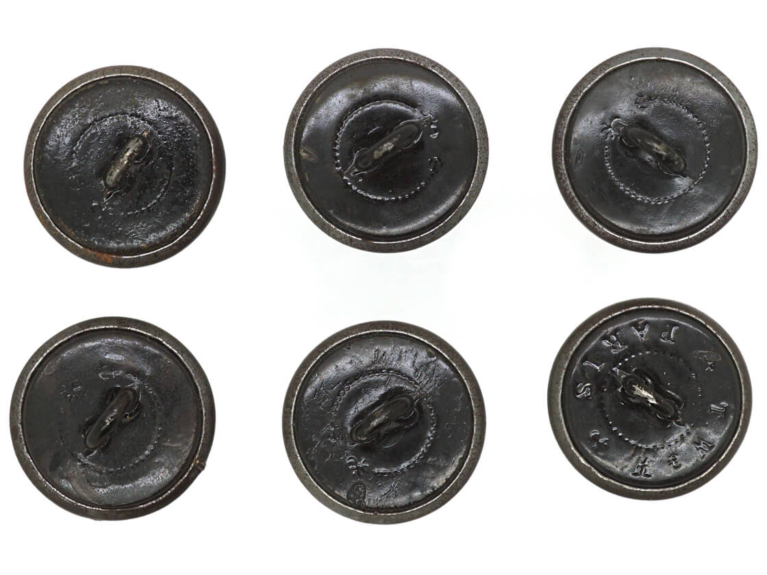 Six French Metal & Black Enamel Hunting Buttons (515M) | The