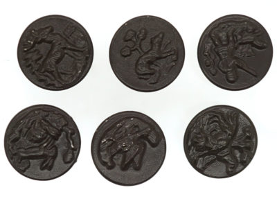 Six French Metal & Black Enamel Hunting Buttons