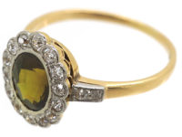 Edwardian 18ct Gold & Platinum, Natural Colour Change Alexandrite & Diamond Cluster Ring