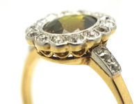 Edwardian 18ct Gold & Platinum, Natural Colour Change Alexandrite & Diamond Cluster Ring