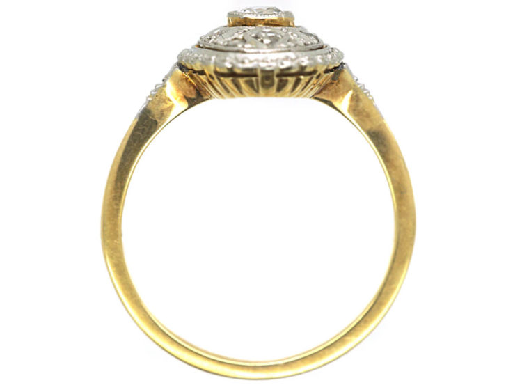 Art Deco 14ct Gold Oval Diamond Cluster Ring