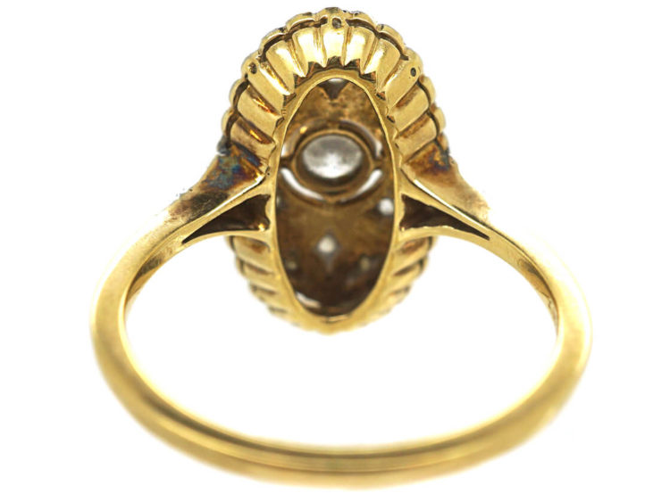 Art Deco 14ct Gold Oval Diamond Cluster Ring