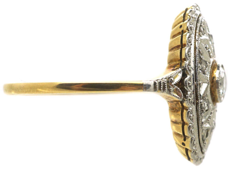 Art Deco 14ct Gold Oval Diamond Cluster Ring