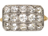 Edwardian 18ct Gold & Platinum Three Row Diamond Ring
