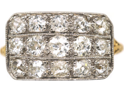 Edwardian 18ct Gold & Platinum Three Row Diamond Ring