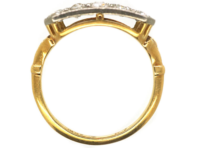 Edwardian 18ct Gold & Platinum Three Row Diamond Ring