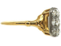 Edwardian 18ct Gold & Platinum Three Row Diamond Ring