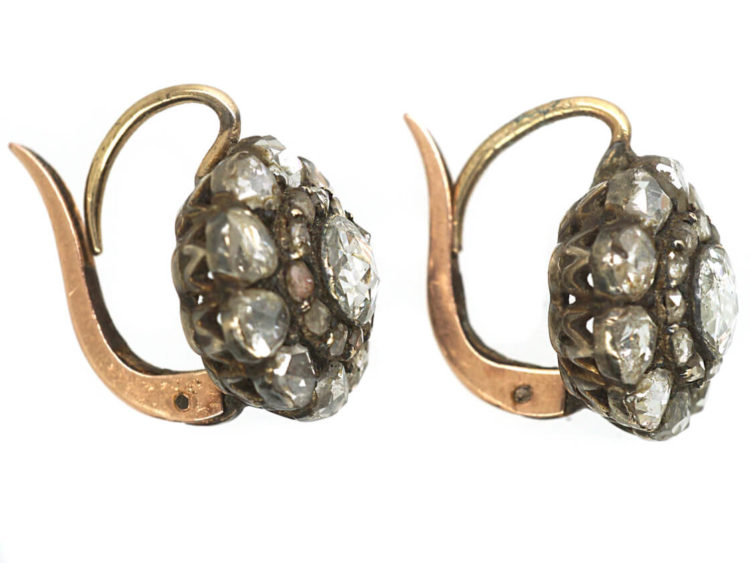 Victorian Rose Diamond Cluster Earrings