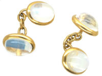 French Belle Epoque 18ct Gold & Moonstone Cufflinks