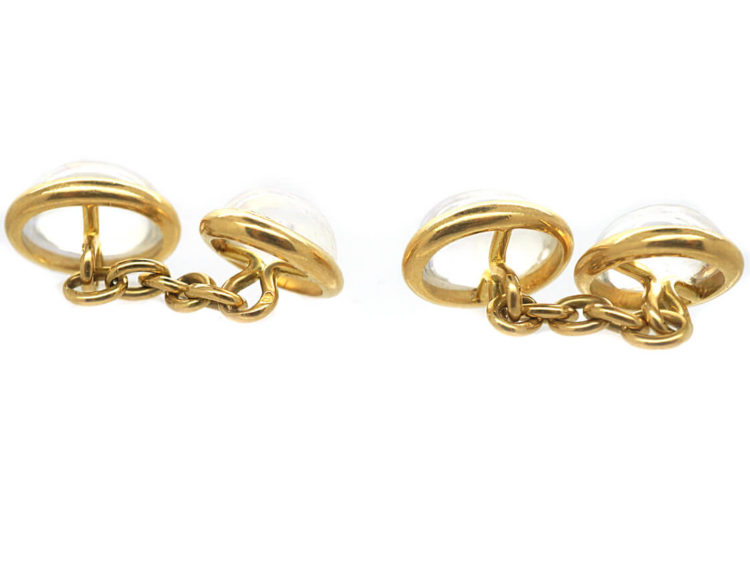 French Belle Epoque 18ct Gold & Moonstone Cufflinks