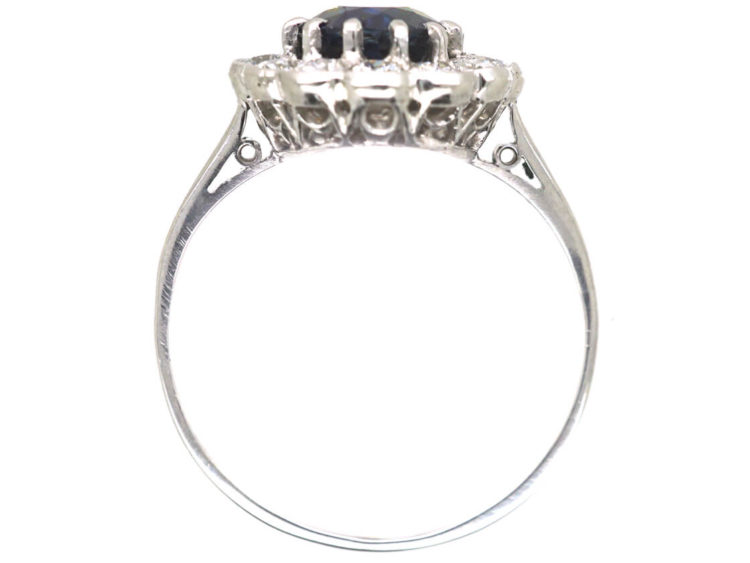 Edwardian Platinum, Sapphire & Diamond Cluster Ring