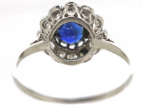 Edwardian Platinum, Sapphire & Diamond Cluster Ring