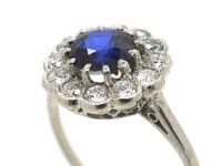 Edwardian Platinum, Sapphire & Diamond Cluster Ring