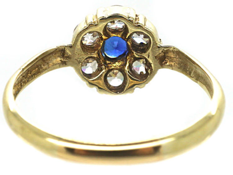 Edwardian 15ct Gold, Sapphire & Diamond Cluster Ring