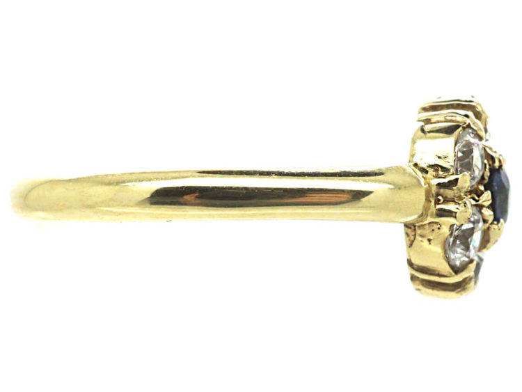 Edwardian 15ct Gold, Sapphire & Diamond Cluster Ring