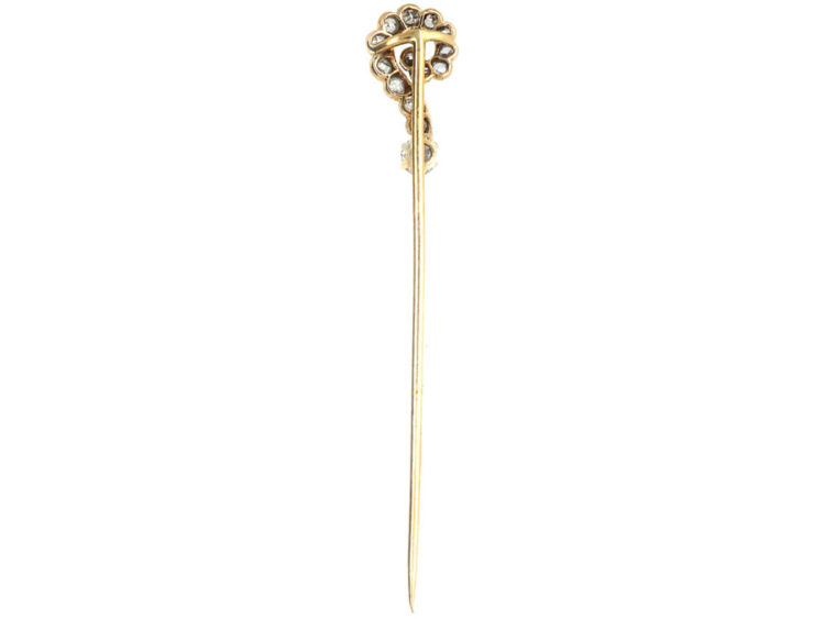 Edwardian 18ct Gold Question Mark Tie Pin set with Diamonds