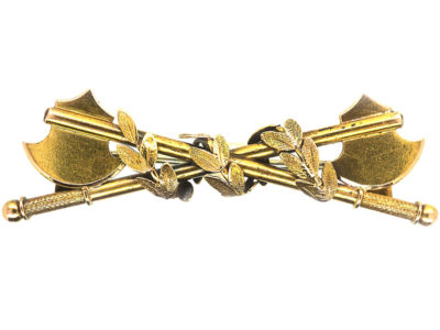 Victorian 15ct Gold Double Axe Brooch
