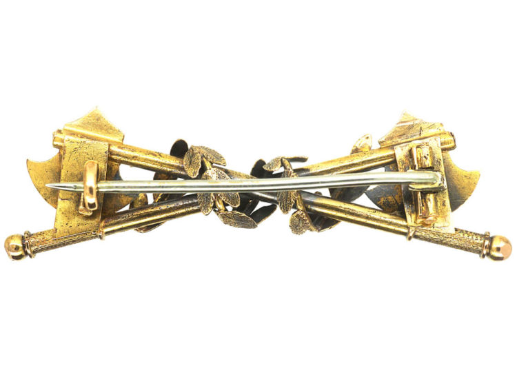 Victorian 15ct Gold Double Axe Brooch