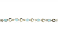 Art Deco Silver, Marcasite & Synthetic Blue Spinel Bracelet