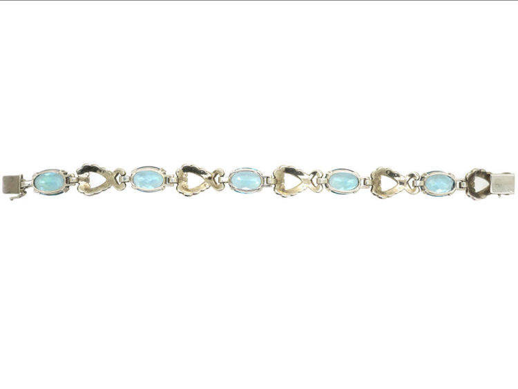 Art Deco Silver, Marcasite & Synthetic Blue Spinel Bracelet