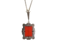 Art Deco Silver, Carnelian & Marcasite Necklace