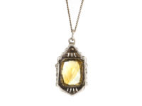 Art Deco Silver & Citrine Pendant on Silver Chain
