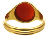 Victorian 18ct Gold Signet Ring set with a Banded Carnelian