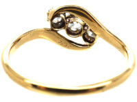 Edwardian 18ct Gold, Three Diamond Crossover Ring