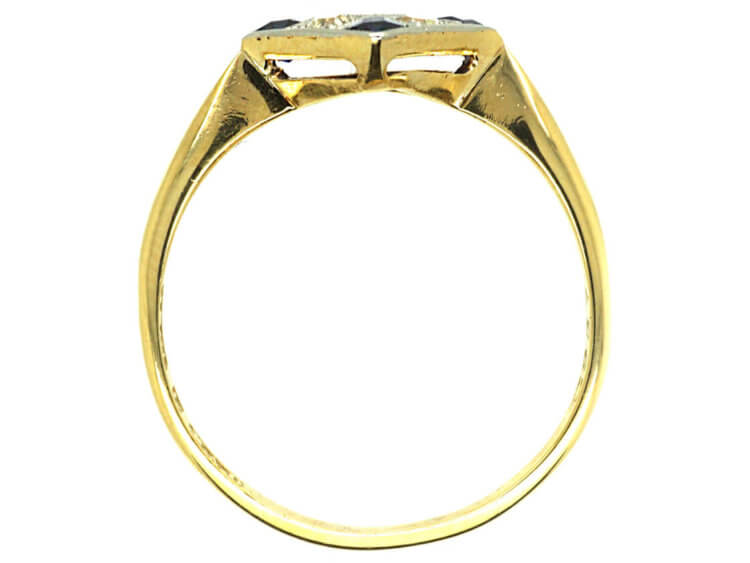 Art Deco 18ct Gold & Platinum, Sapphire & Diamond Ring