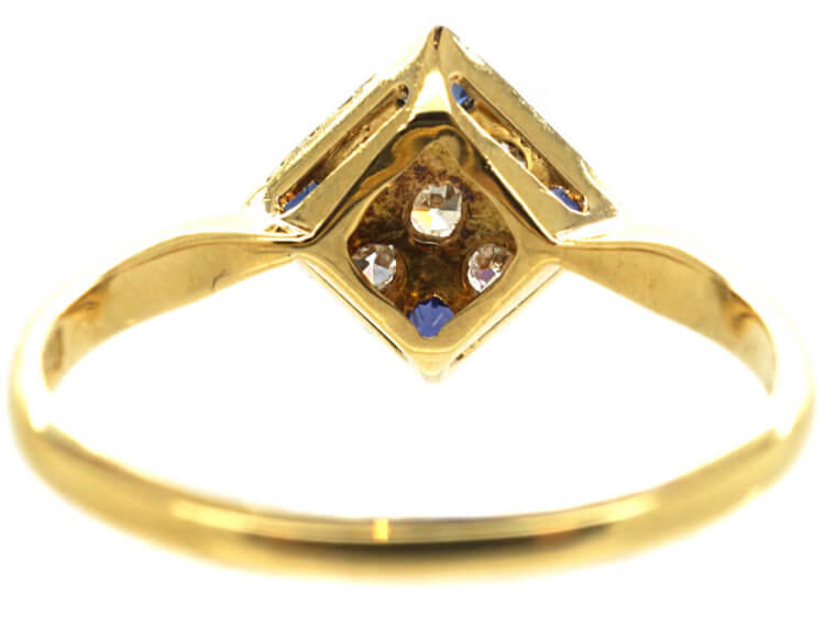 Art Deco 18ct Gold & Platinum, Sapphire & Diamond Ring