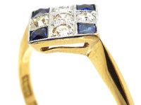 Art Deco 18ct Gold & Platinum, Sapphire & Diamond Ring