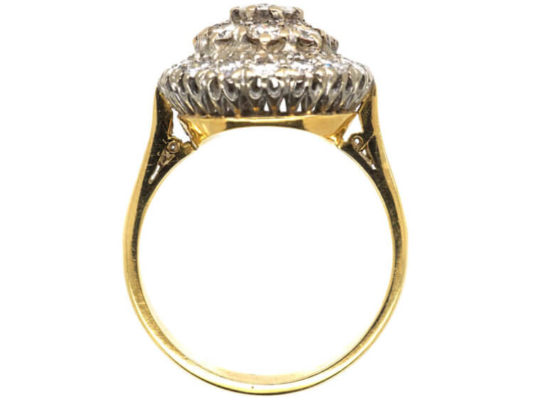 18ct Gold & Diamond Three Row Cluster Ring