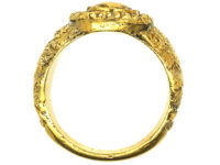 Georgian 18ct Gold Repoussé Ring set with a Foiled Citrine