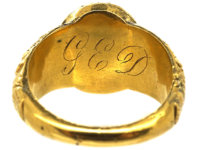 Georgian 18ct Gold Repoussé Ring set with a Foiled Citrine