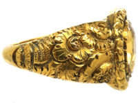 Georgian 18ct Gold Repoussé Ring set with a Foiled Citrine