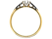Edwardian 18ct Gold & Platinum Diamond Solitaire Ring with Diamond Set Shoulders
