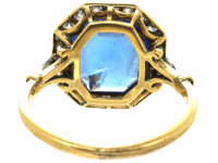 Art Deco 18ct Gold & Platinum, Sapphire & Diamond Octagonal Ring