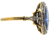 Art Deco 18ct Gold & Platinum, Sapphire & Diamond Octagonal Ring