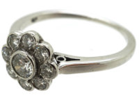 Austrian Early 20th Century 18ct White Gold Diamond Daisy Cluster Ring