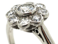 Austrian Early 20th Century 18ct White Gold Diamond Daisy Cluster Ring