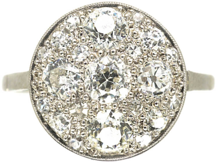 Art Deco Platinum & Diamond Cluster Ring