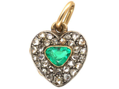Edwardian Emerald & Rose Diamond Heart Shaped Locket
